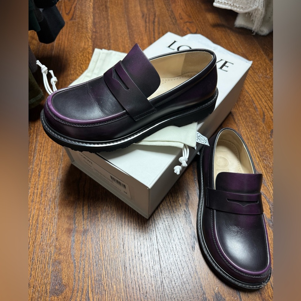 Loewe Men's Dark Purple Loafers